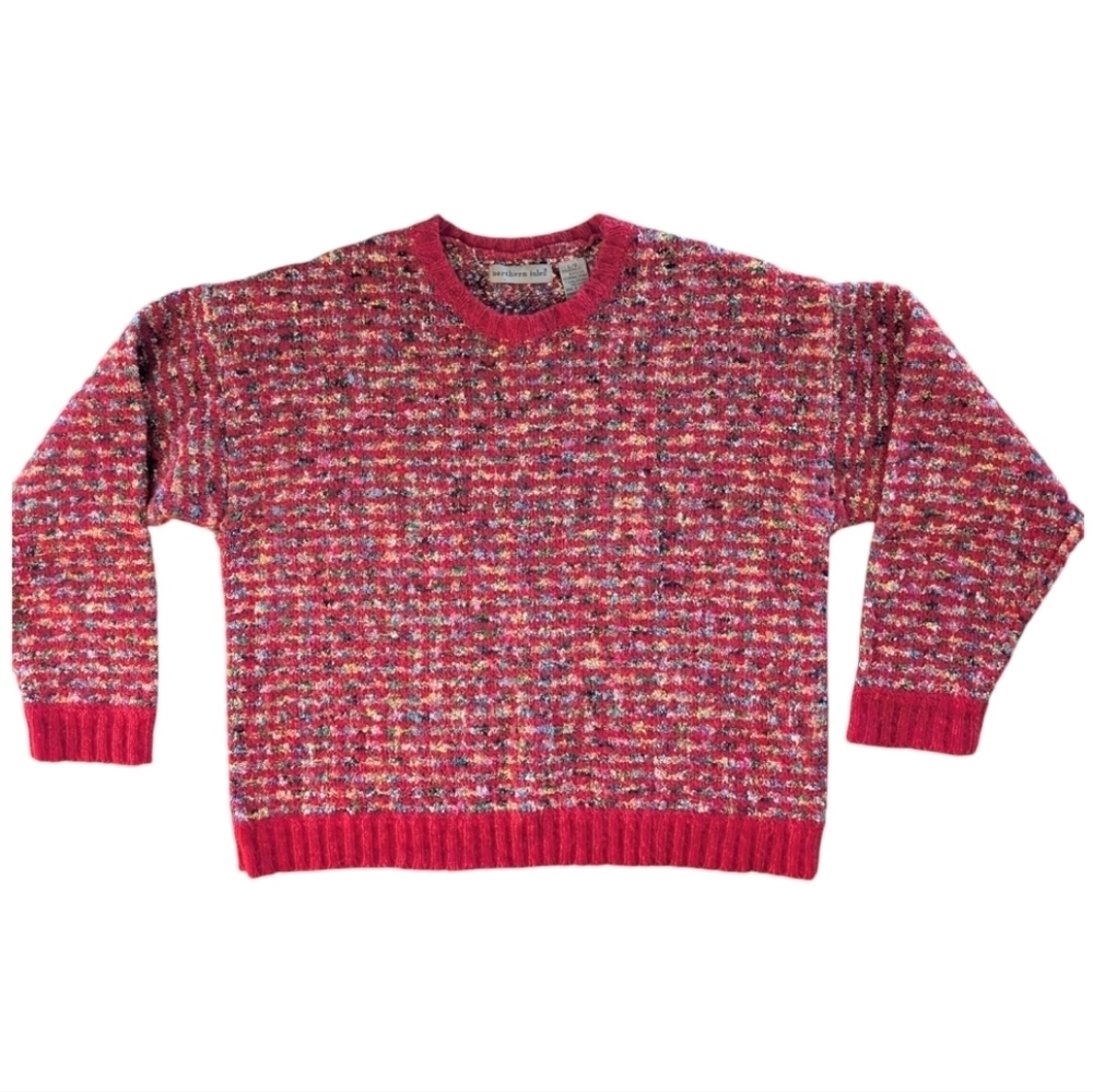 Vintage Multi Color Mohair Blend Knit Sweater Women's Large